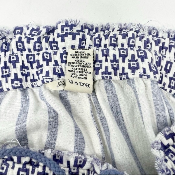 INDIGO REIN Women’s Blue White Striped Pull On Pants Red Embroidery Drawstring L - Picture 5 of 5